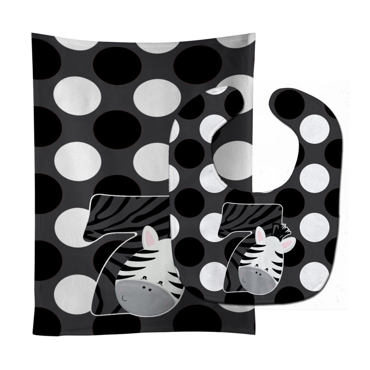 Zoo Month 7 Zebra Baby Bib & Burp Cloth