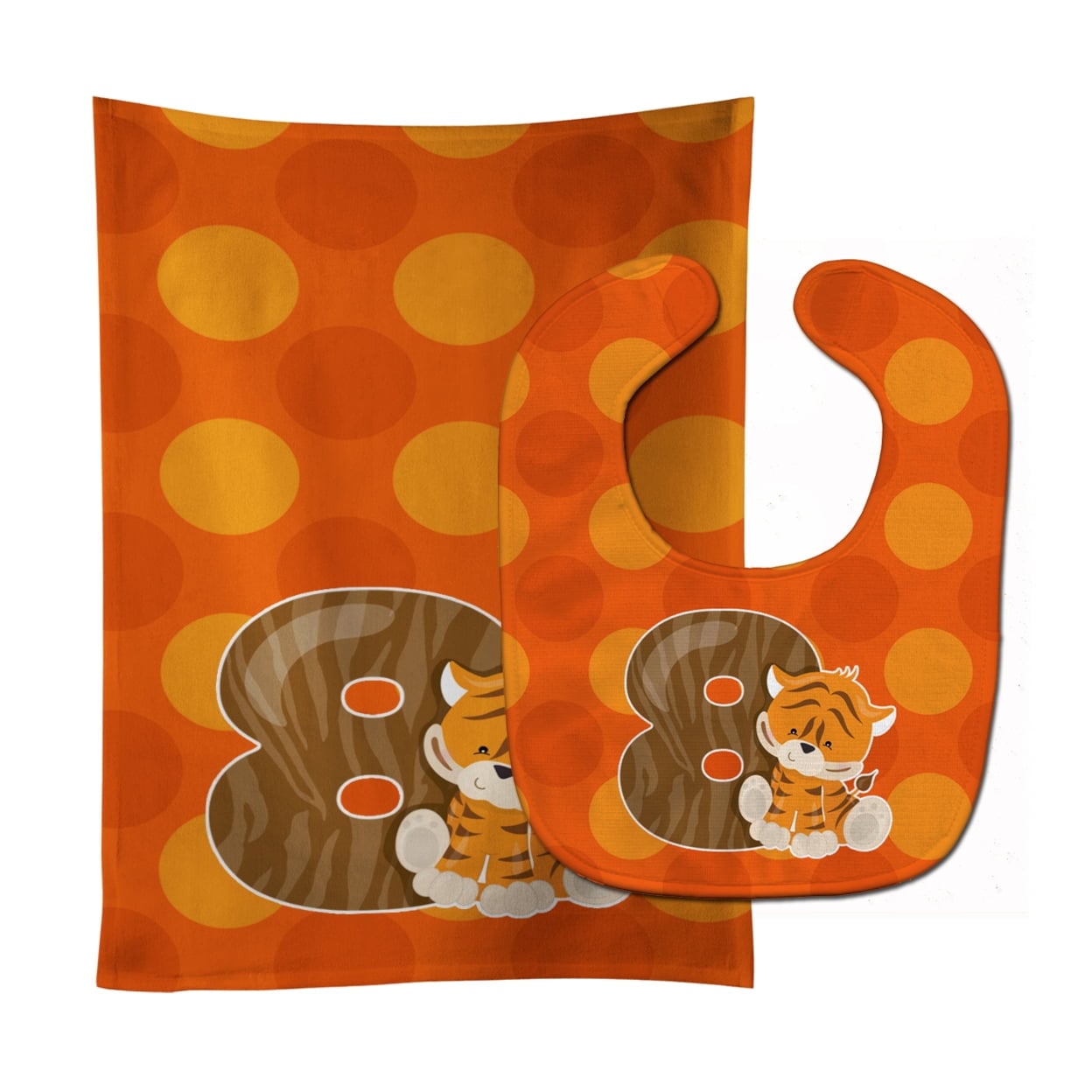 Zoo Month 8 Tiger Baby Bib & Burp Cloth