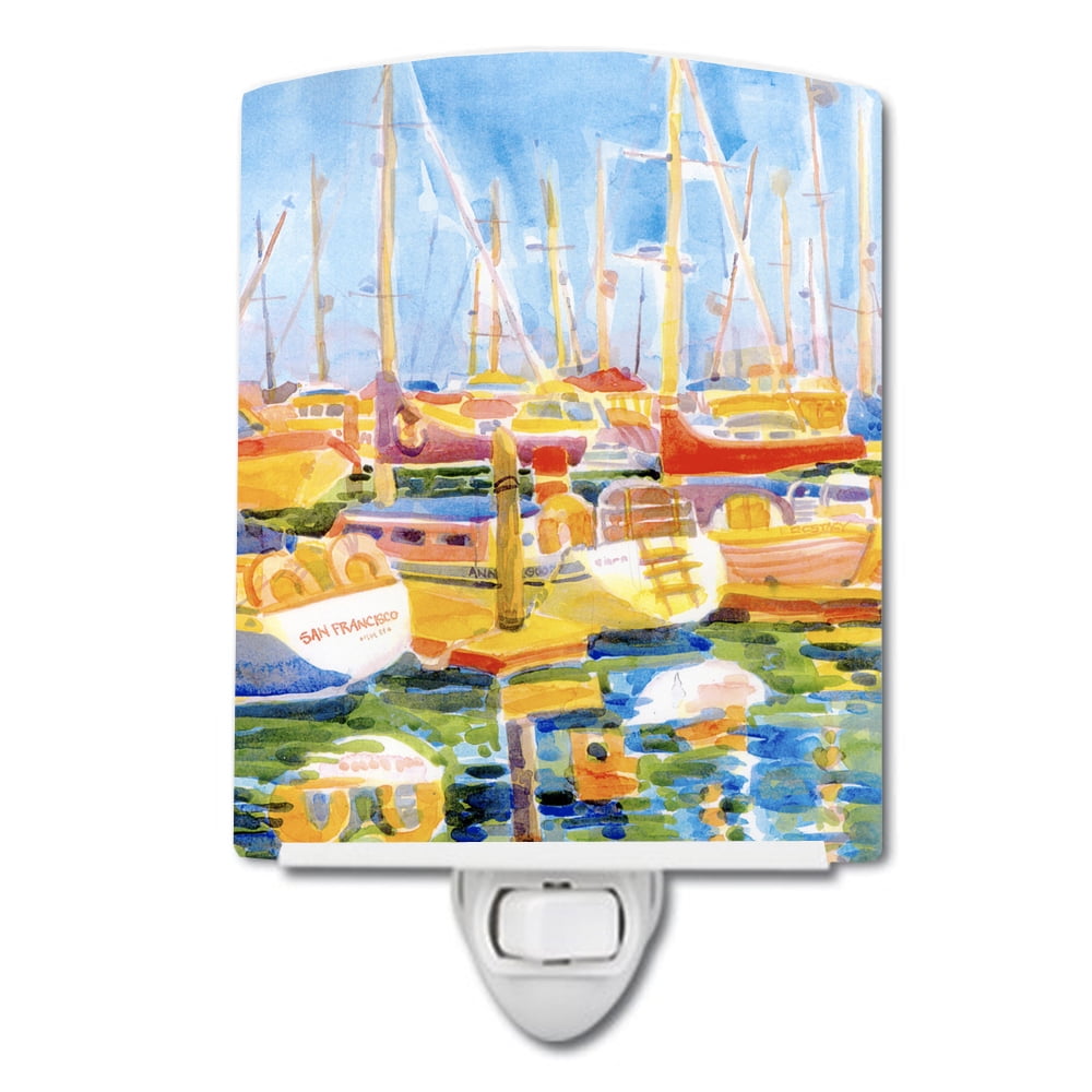 Picture of Carolines Treasures 6019CNL Boats at the Harbour Ceramic Night Light