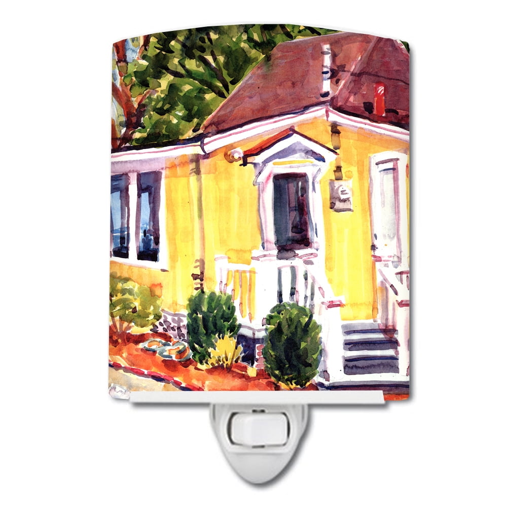 Picture of Carolines Treasures 6045CNL Yellow Cottage at the Beach Ceramic Night Light