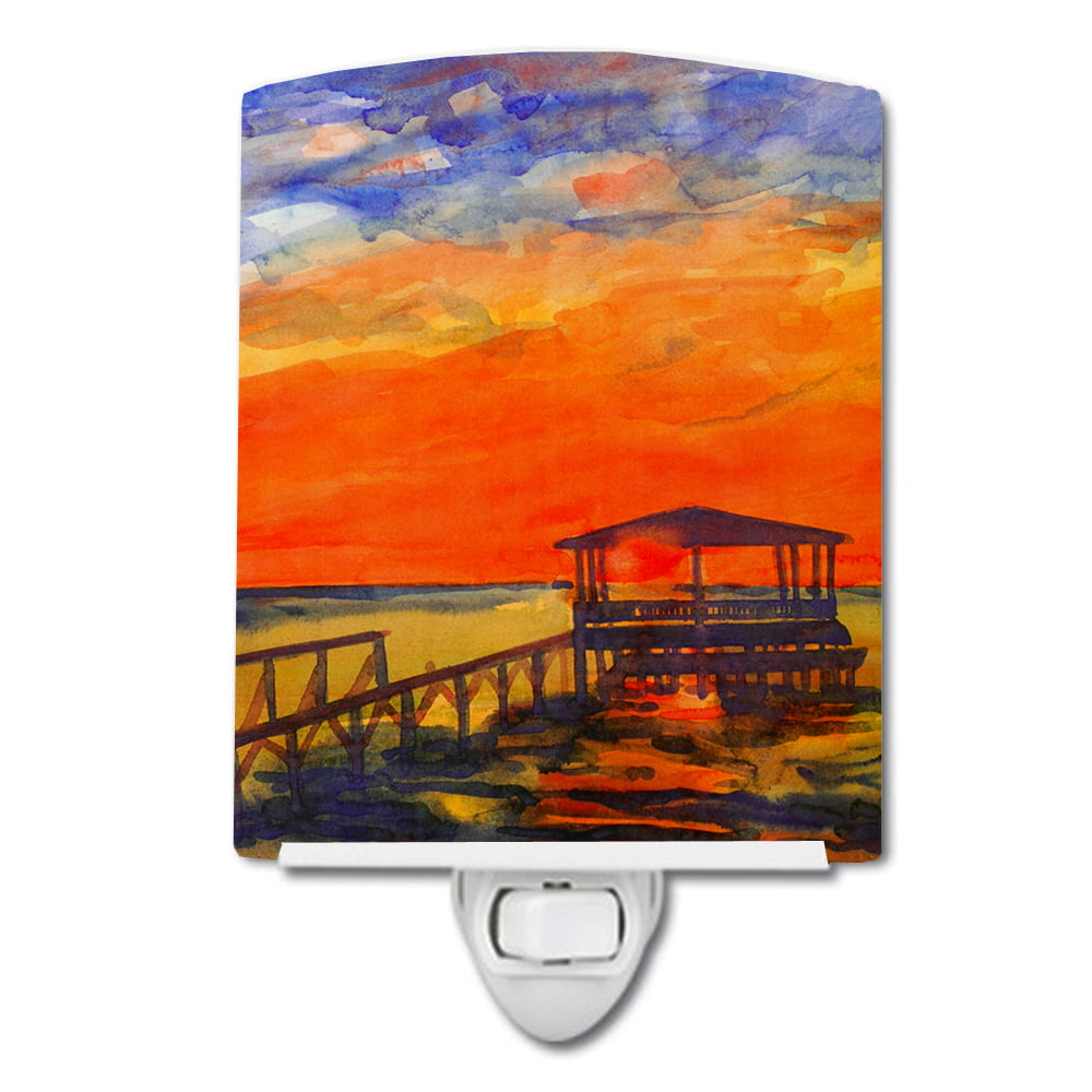 Picture of Carolines Treasures 6076CNL Sunset at the Dock Ceramic Night Light