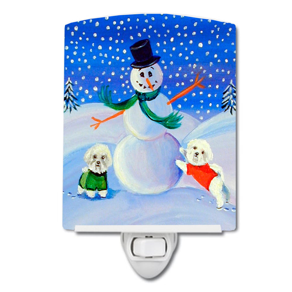 7145CNL Snowman Bichon Frise Ceramic Night Light