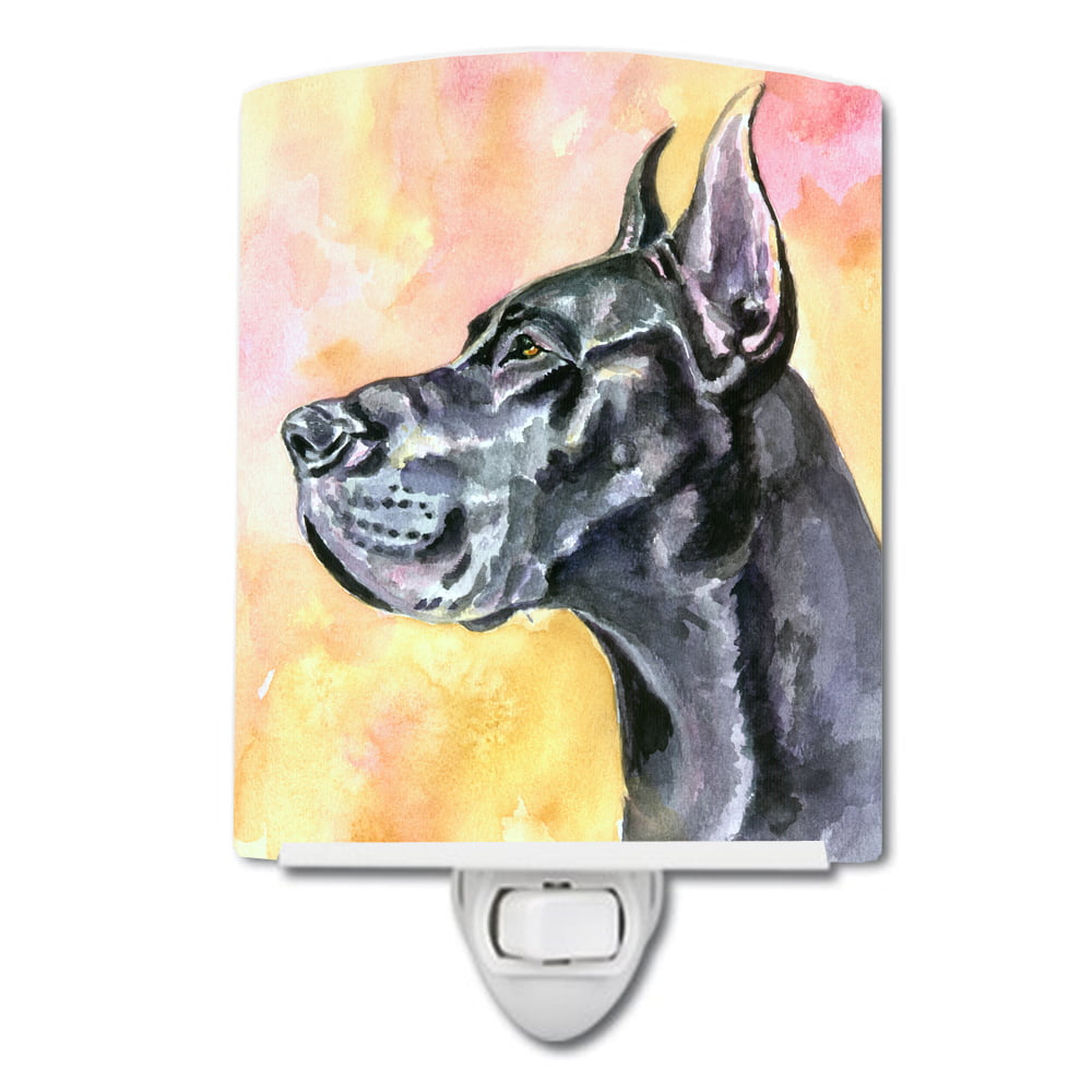 Great Dane Black Cropped Ceramic Night Light