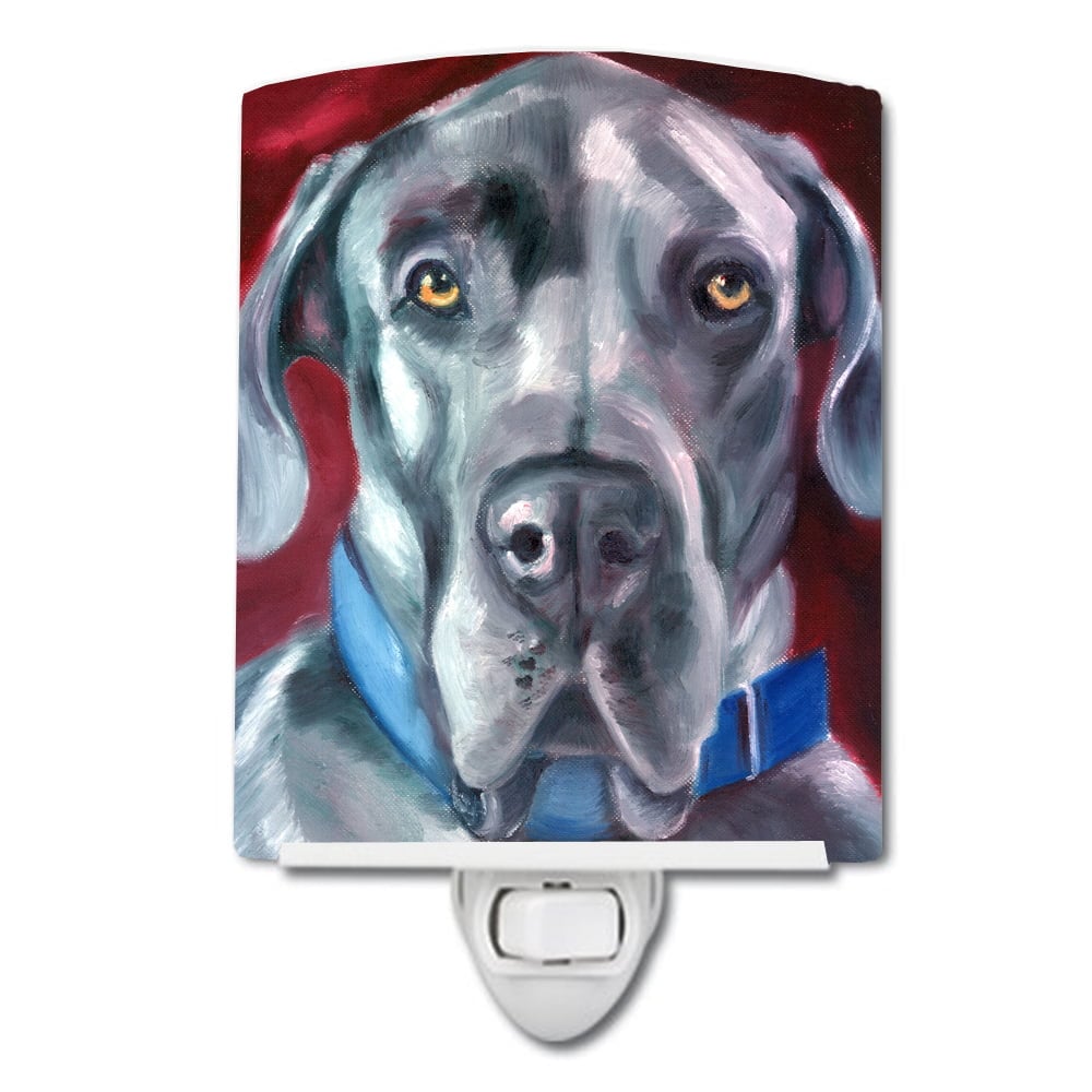 Great Dane Natural Ears Blue Collar Ceramic Night Light