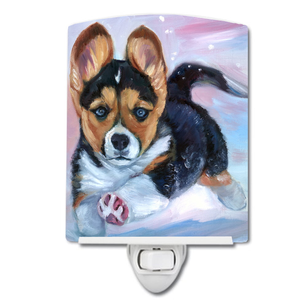 7371CNL Puppy Chase Corgi Ceramic Night Light