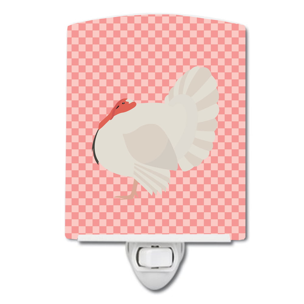 White Holland Turkey Pink Check Ceramic Night Light