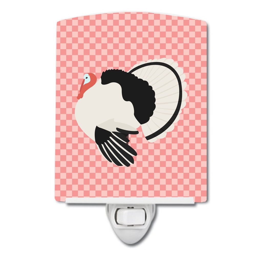Royal Palm Turkey Pink Check Ceramic Night Light