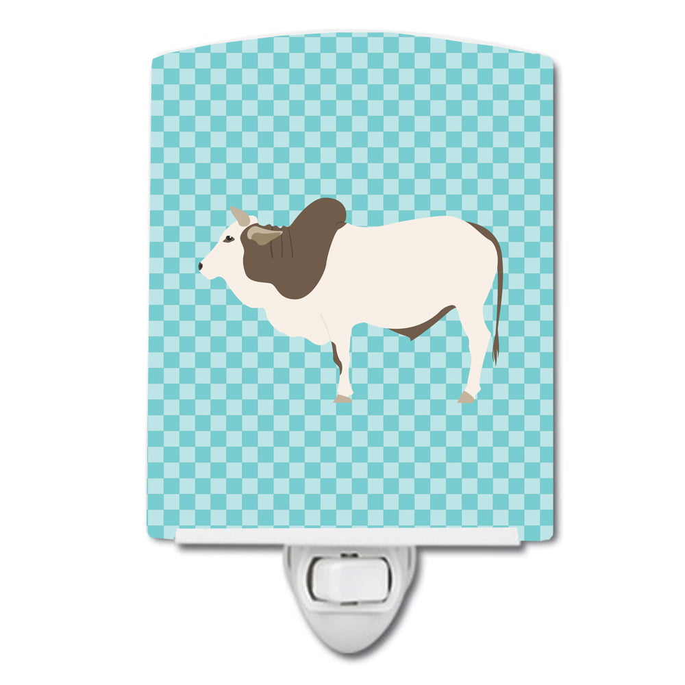 BB8004CNL Malvi Cow Blue Check Ceramic Night Light