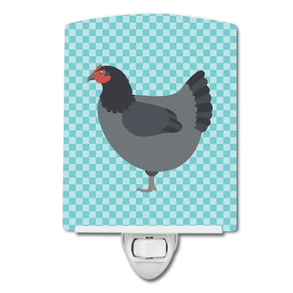 Jersey Giant Chicken Blue Check Ceramic Night Light