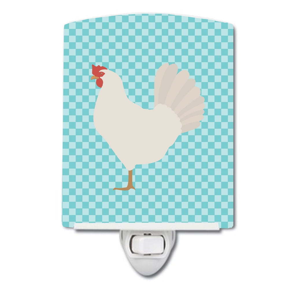 BB8014CNL Leghorn Chicken Blue Check Ceramic Night Light