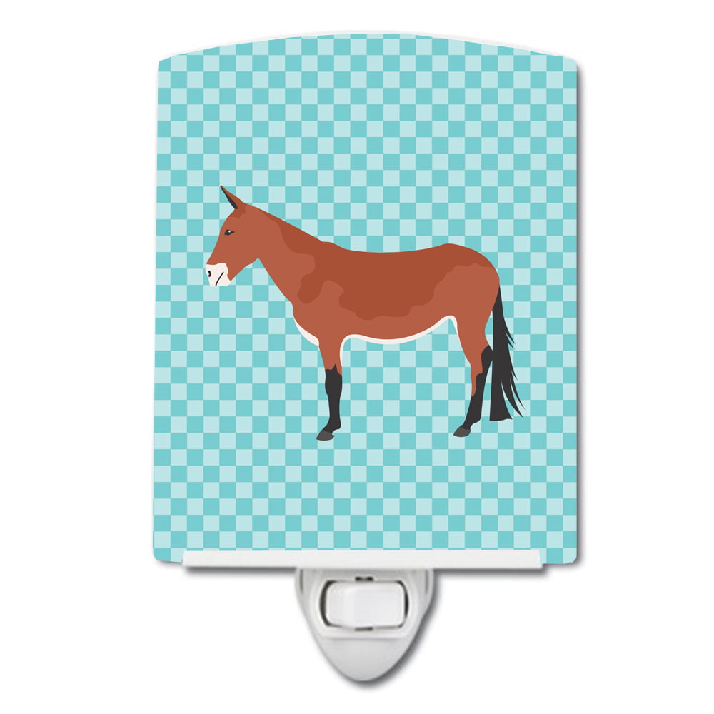 BB8019CNL Mule Blue Check Ceramic Night Light
