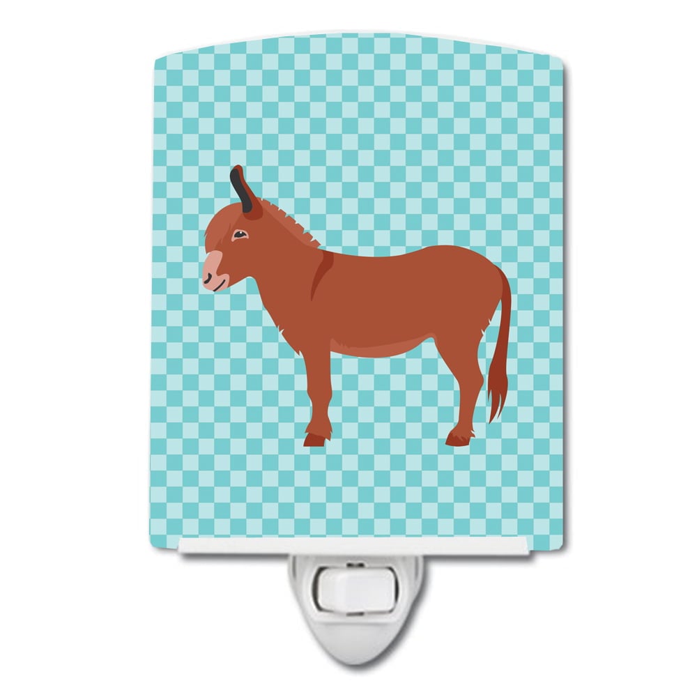 BB8022CNL Irish Donkey Blue Check Ceramic Night Light