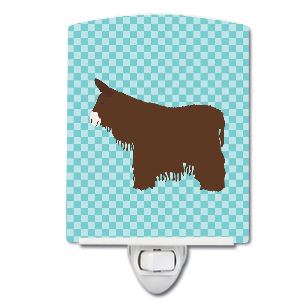 Poitou Poiteuin Donkey Blue Check Ceramic Night Light