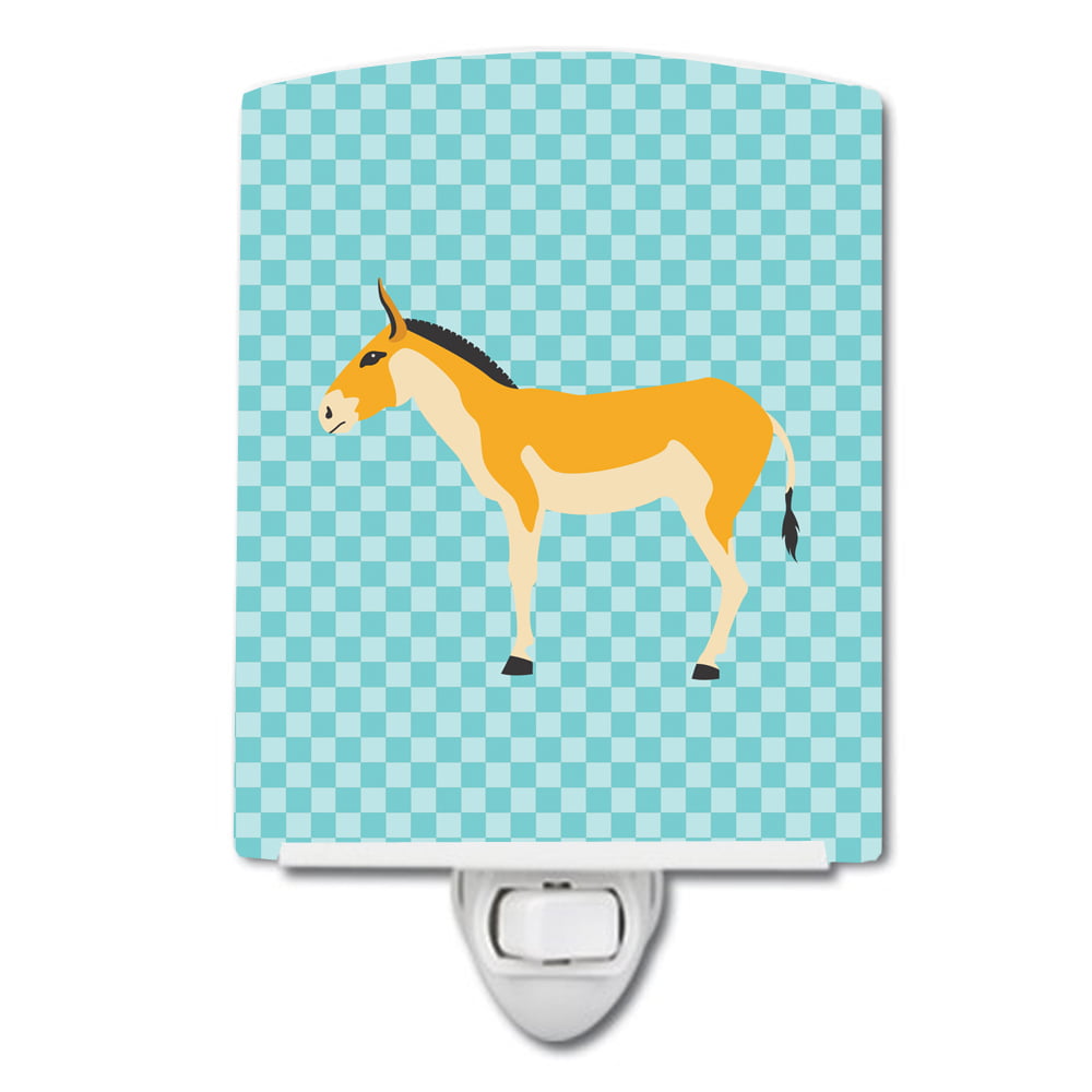 Turkmenian Kulan Donkey Blue Check Ceramic Night Light