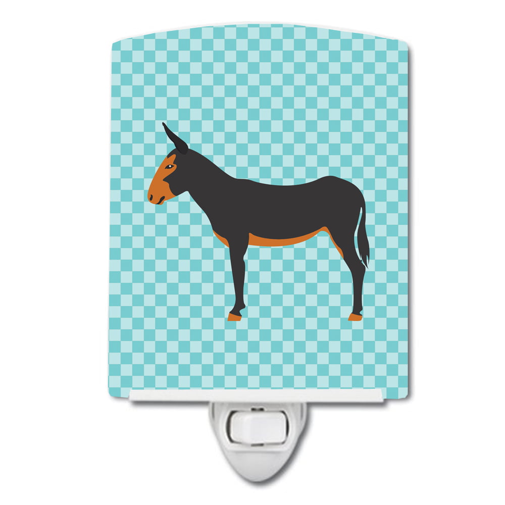 BB8029CNL Catalan Donkey Blue Check Ceramic Night Light