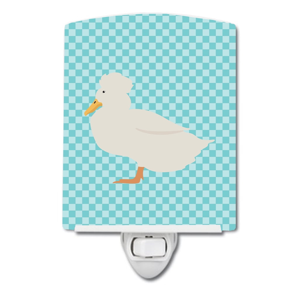Crested Duck Blue Check Ceramic Night Light