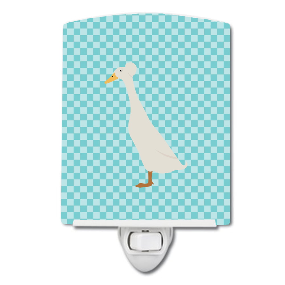 BB8033CNL Bali Duck Blue Check Ceramic Night Light