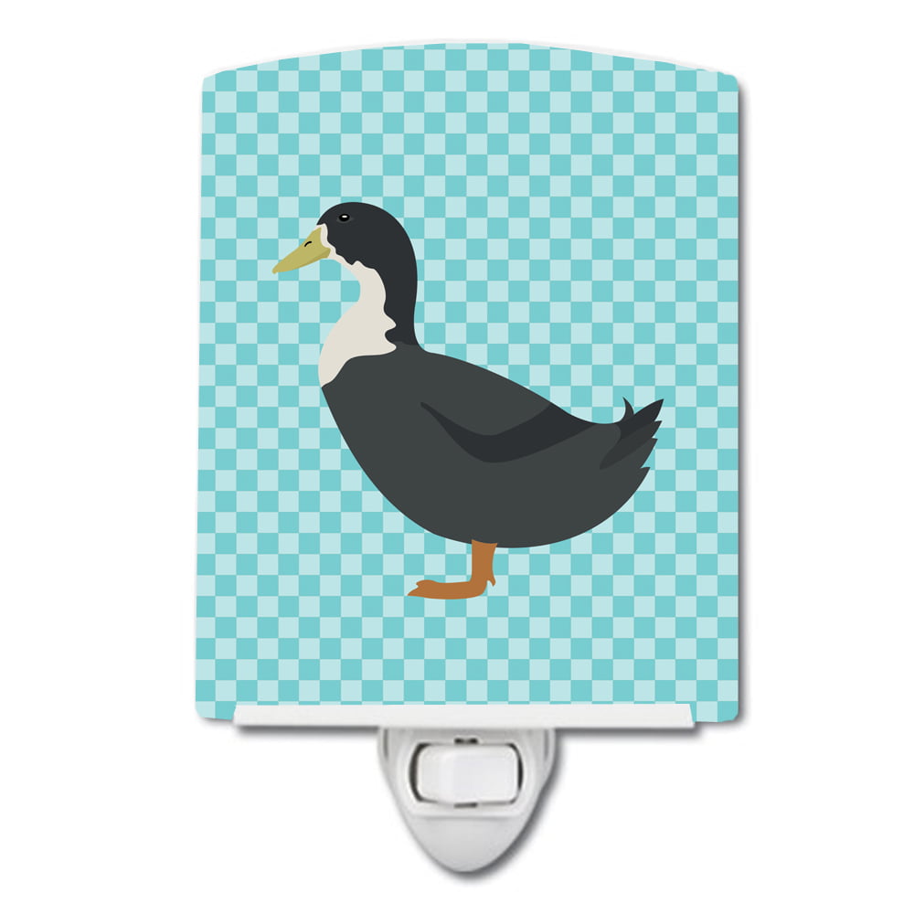 Blue Swedish Duck Blue Check Ceramic Night Light