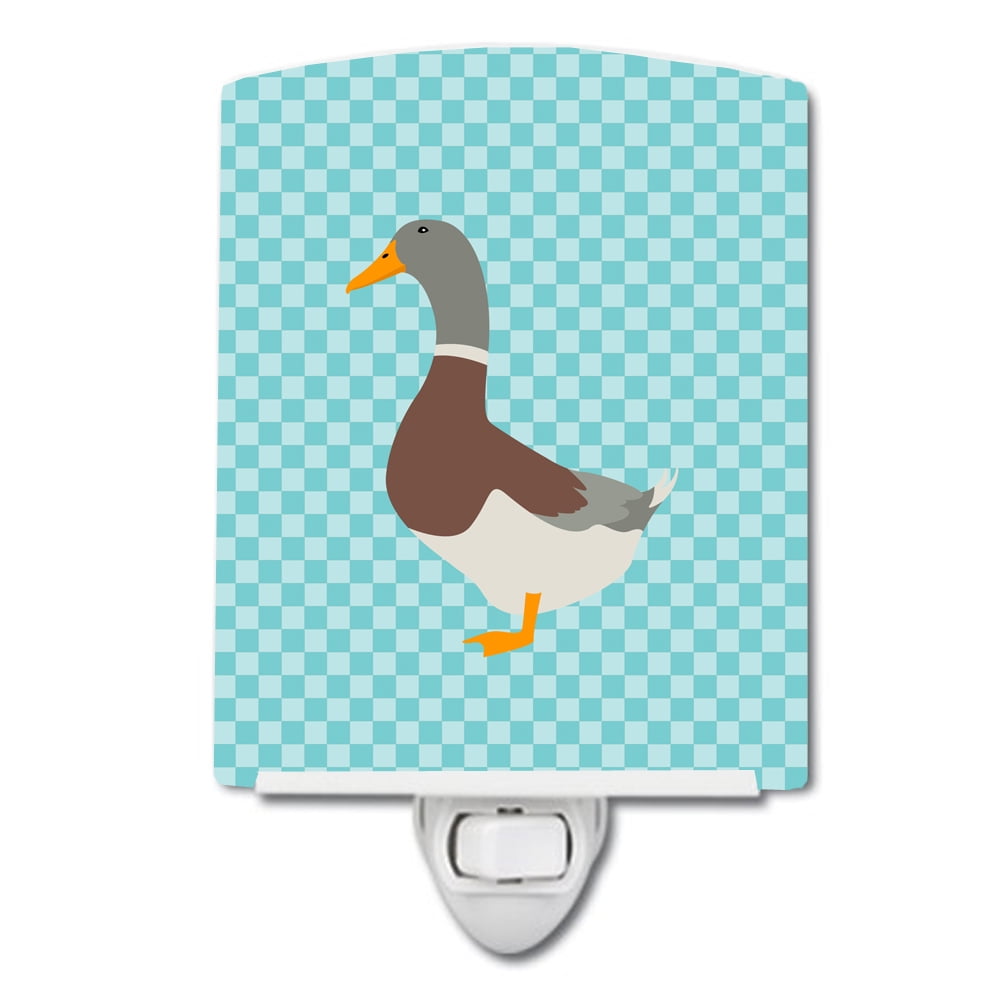 Saxony Sachsenente Duck Blue Check Ceramic Night Light