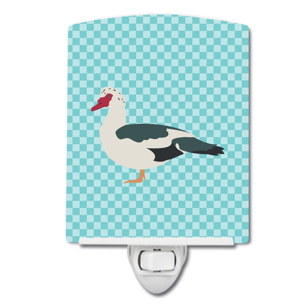 BB8038CNL Muscovy Duck Blue Check Ceramic Night Light