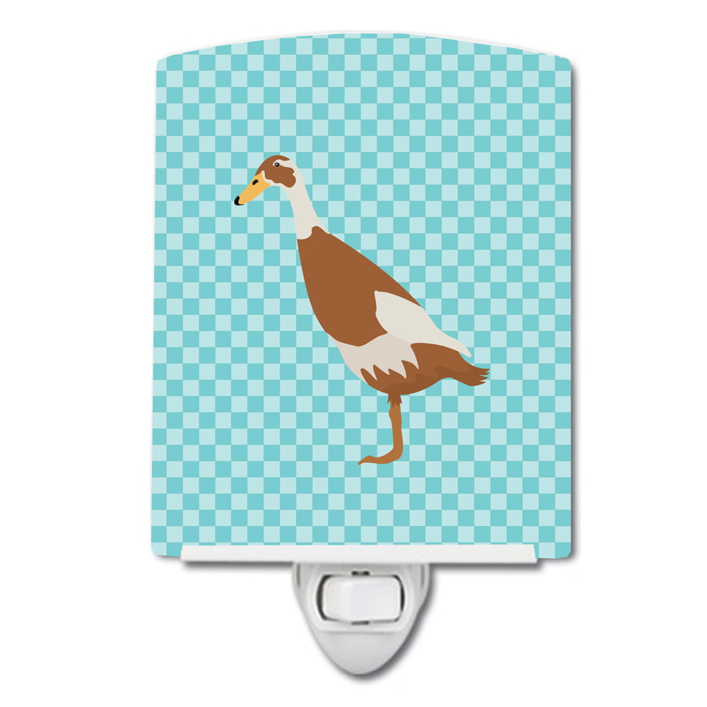 BB8039CNL Indian Runner Duck Blue Check Ceramic Night Light