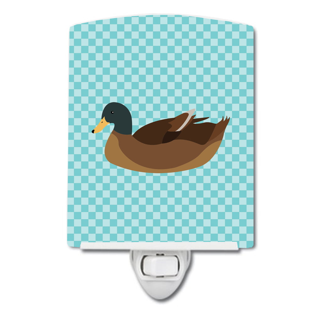 BB8040CNL Khaki Campbell Duck Blue Check Ceramic Night Light