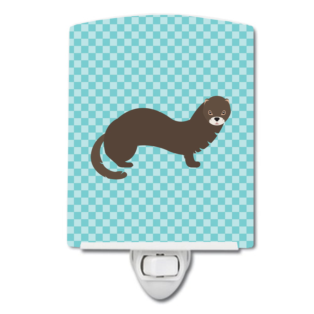 Russian or European Mink Blue Check Ceramic Night Light