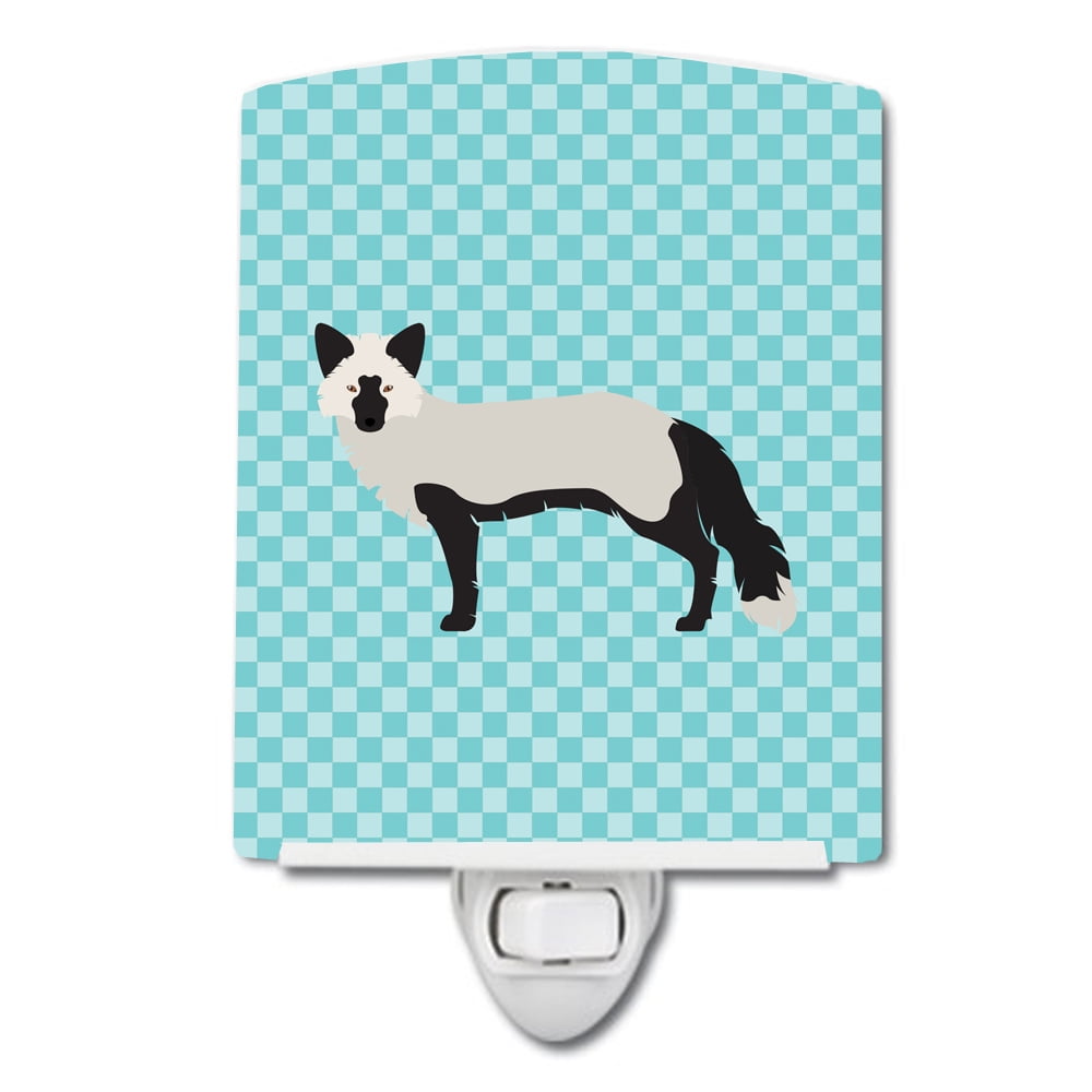 BB8045CNL Silver Fox Blue Check Ceramic Night Light