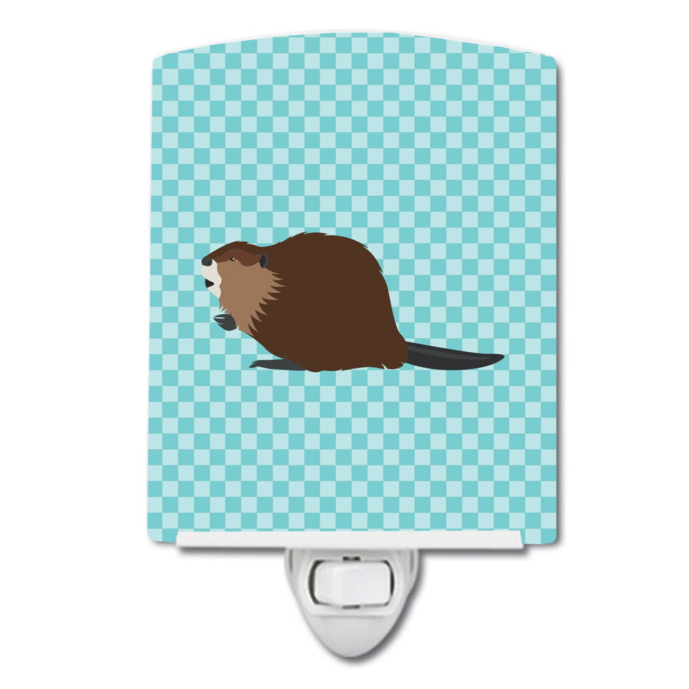BB8047CNL Eurasian Beaver Blue Check Ceramic Night Light