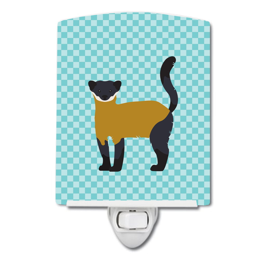 Yellow-Throated Marten Blue Check Ceramic Night Light