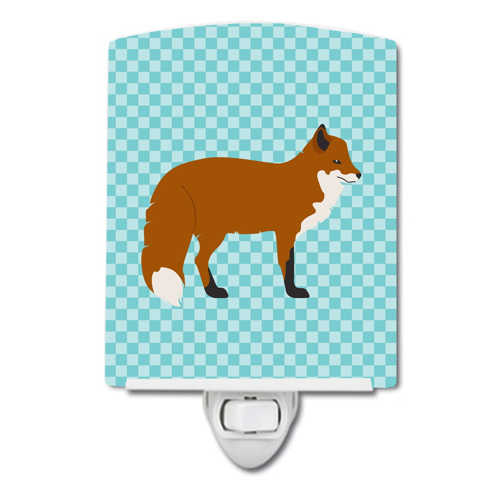 BB8050CNL Red Fox Blue Check Ceramic Night Light