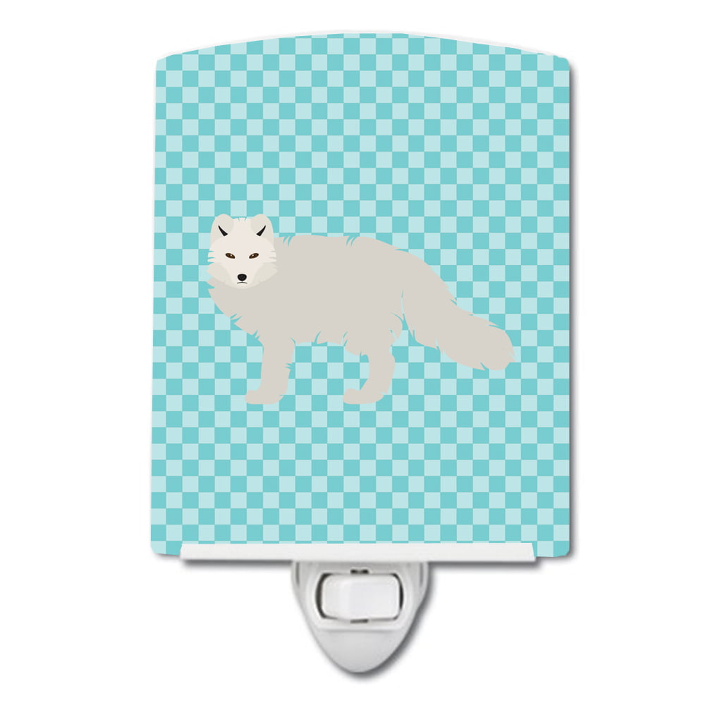 BB8051CNL White Arctic Fox Blue Check Ceramic Night Light