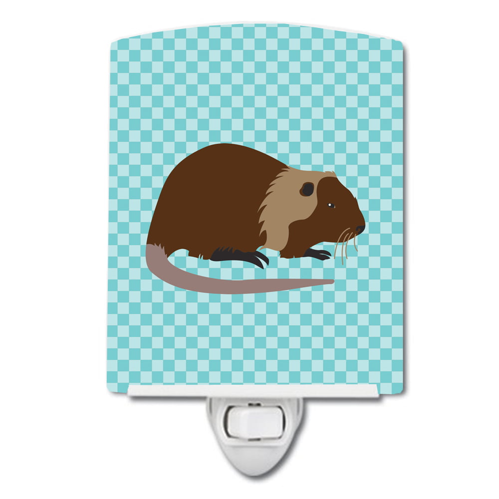 Coypu Nutria River Rat Blue Check Ceramic Night Light