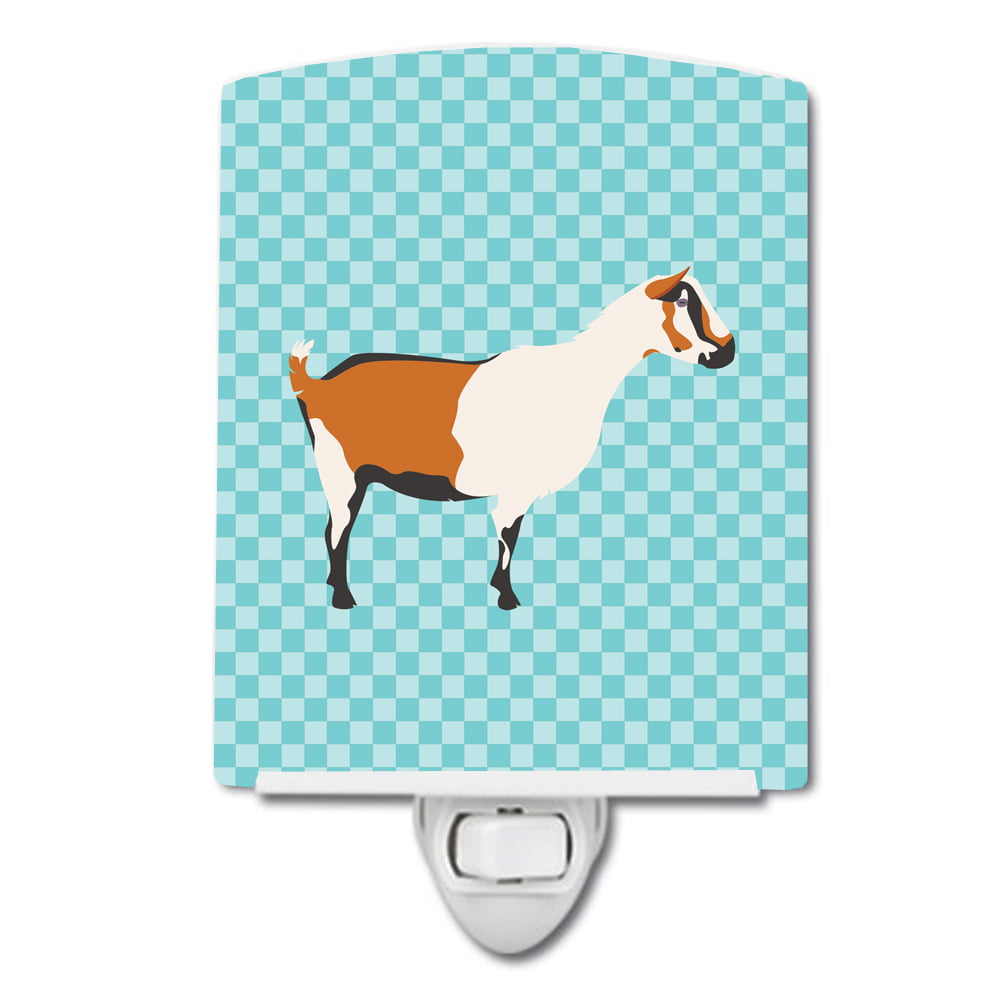 BB8054CNL Alpine Goat Blue Check Ceramic Night Light