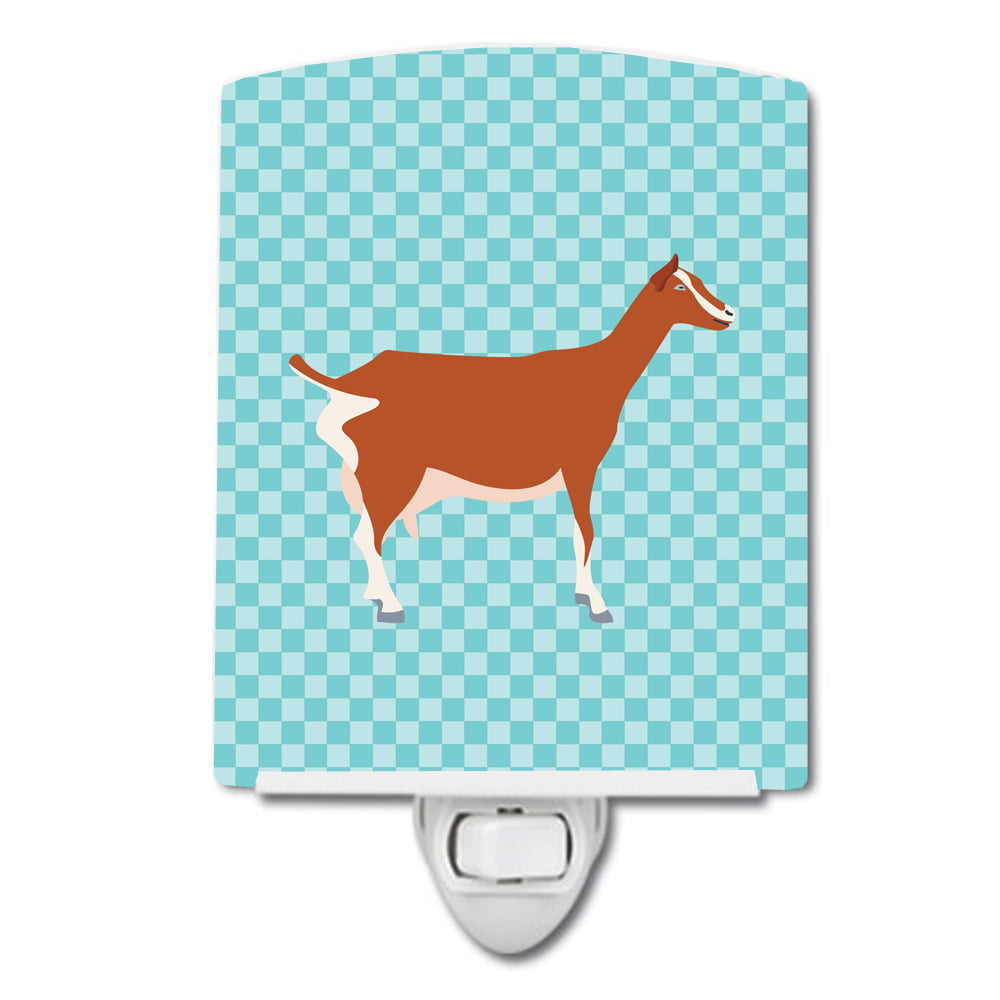 Toggenburger Goat Blue Check Ceramic Night Light