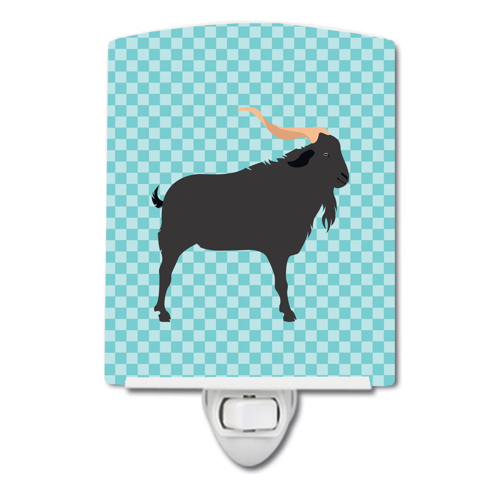 BB8056CNL Verata Goat Blue Check Ceramic Night Light