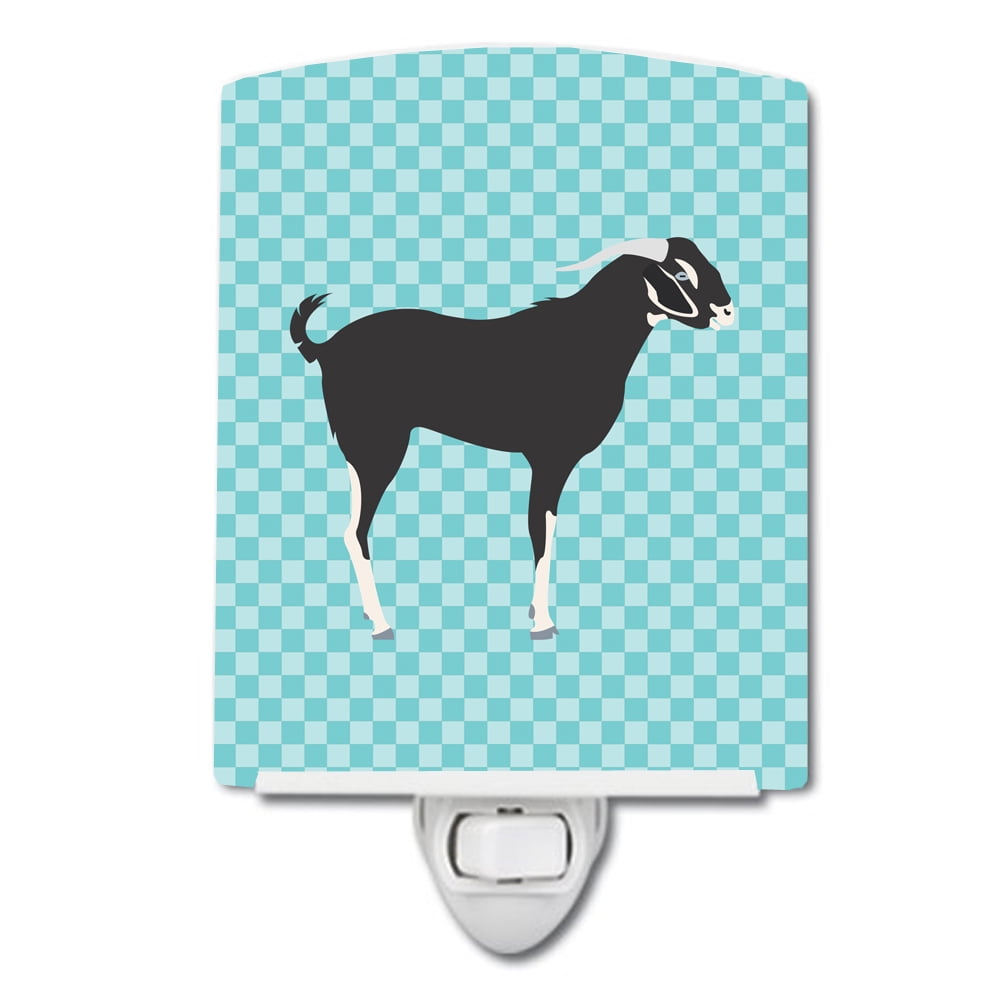 Black Bengal Goat Blue Check Ceramic Night Light