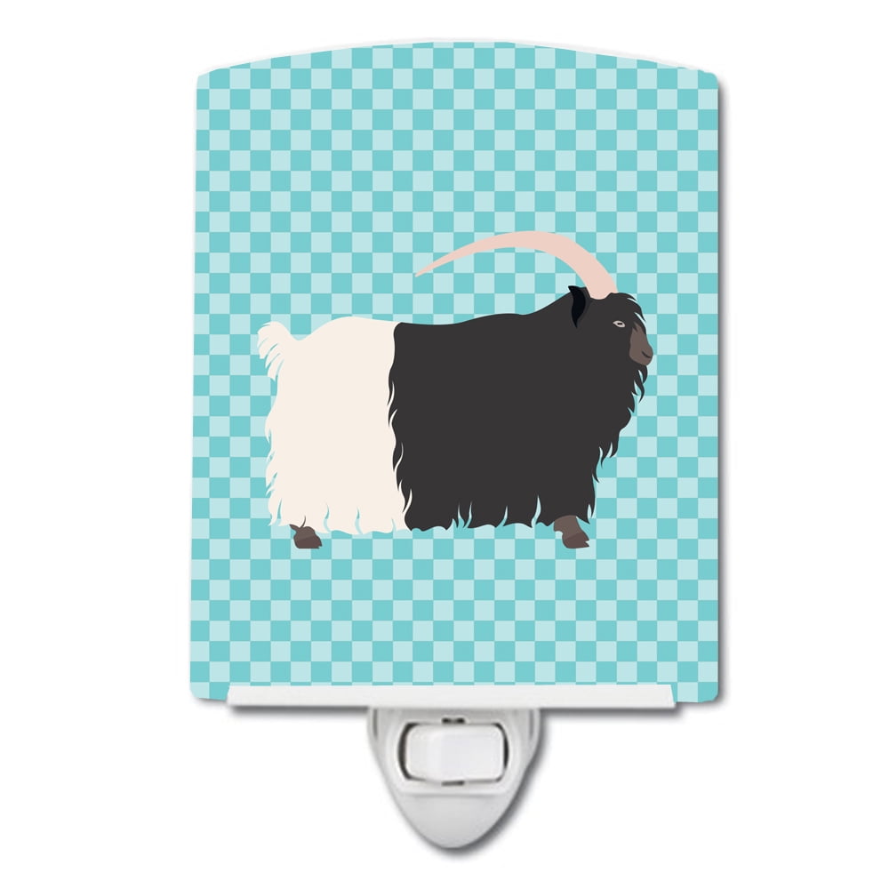 BB8061CNL Welsh Black-Necked Goat Blue Check Ceramic Night Light