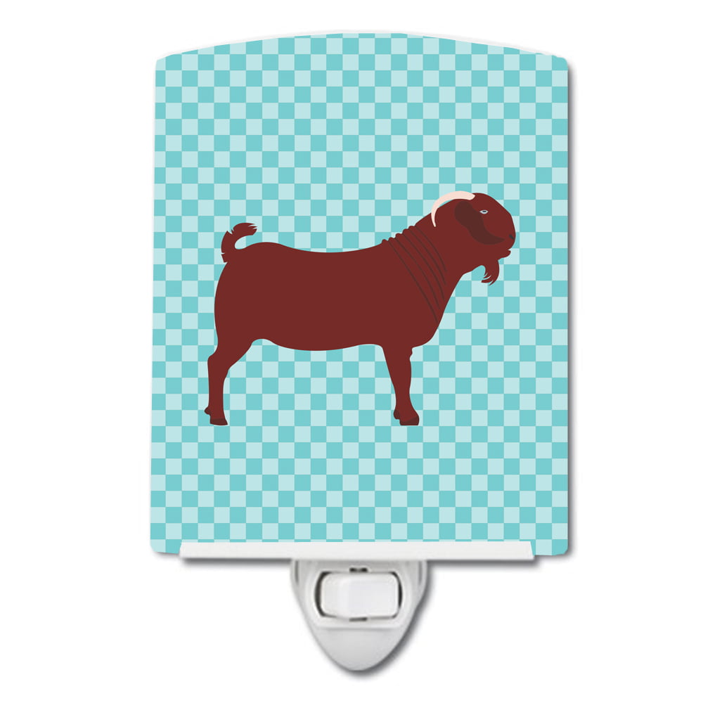 Kalahari Red Goat Blue Check Ceramic Night Light