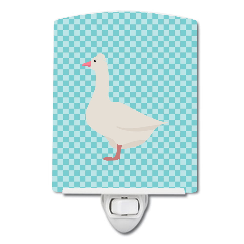 Roman Goose Blue Check Ceramic Night Light
