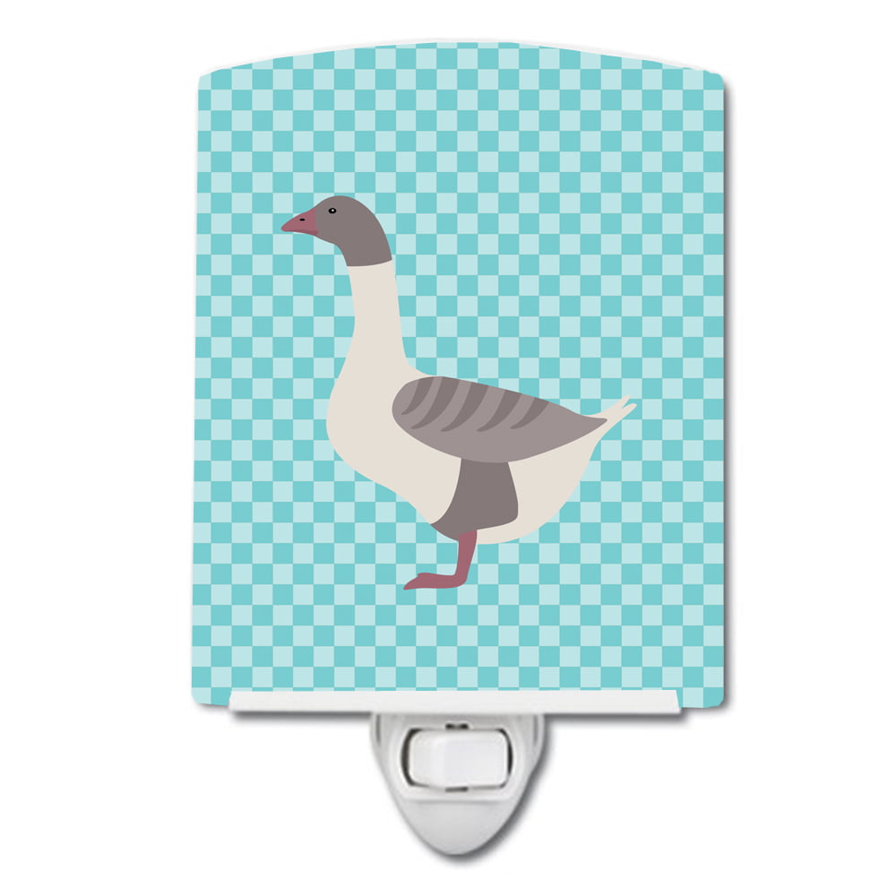 BB8075CNL Buff Grey Back Goose Blue Check Ceramic Night Light