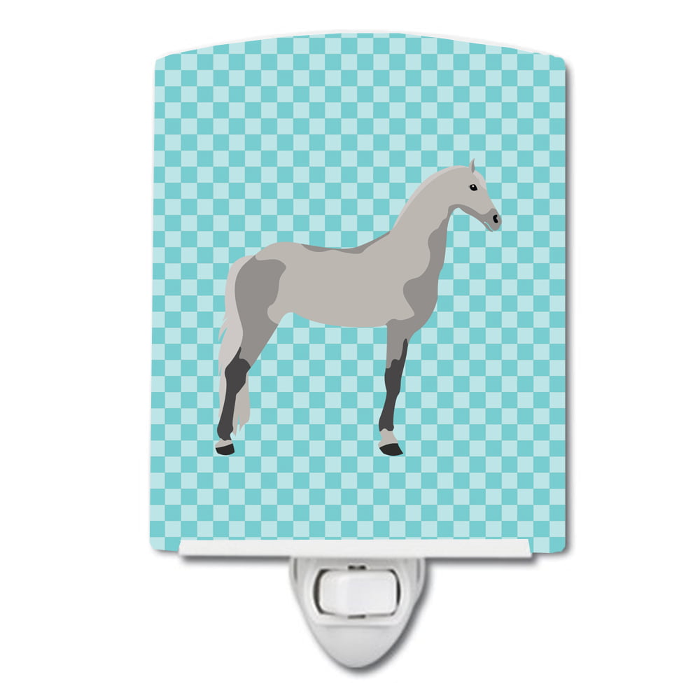 Orlov Trotter Horse Blue Check Ceramic Night Light