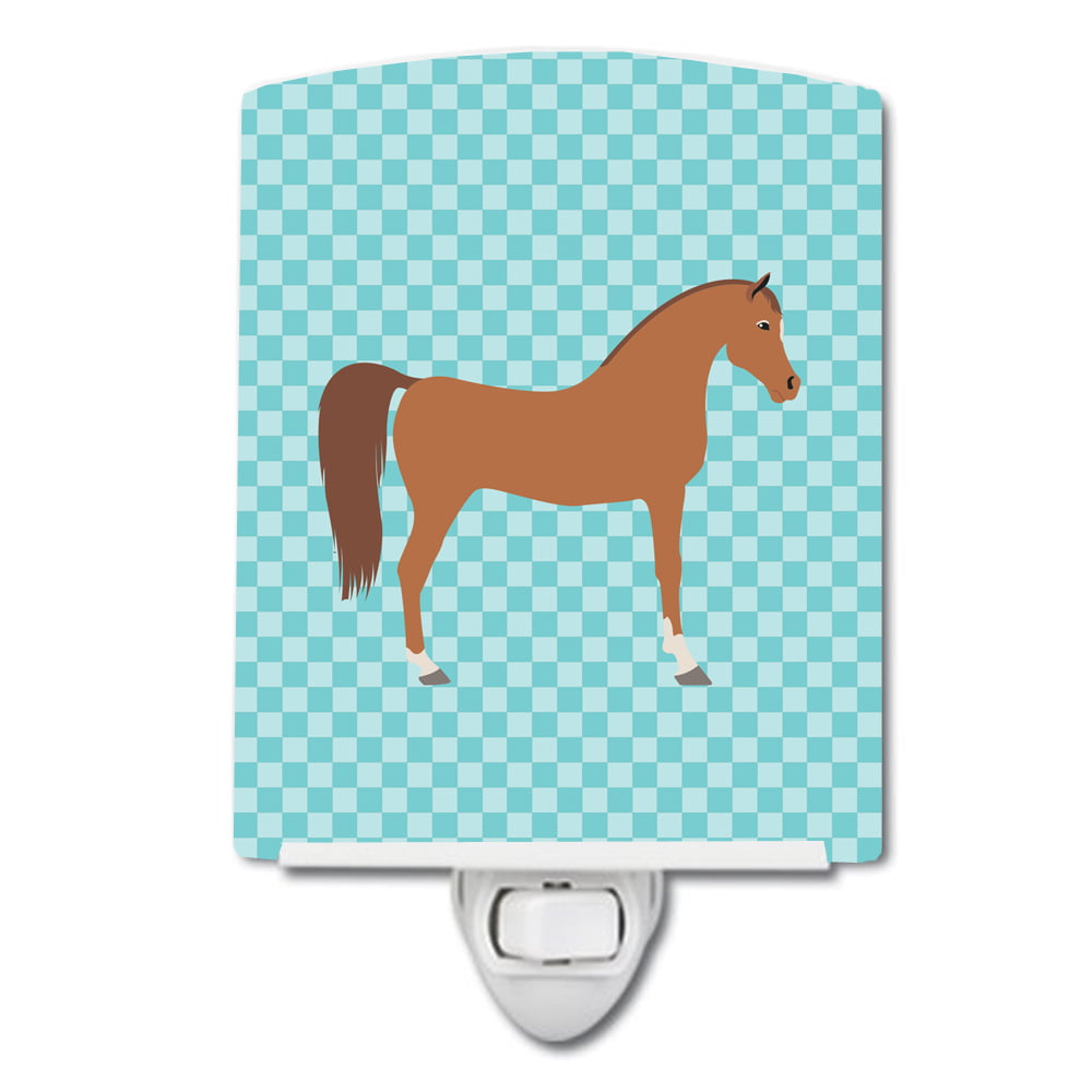 Arabian Horse Blue Check Ceramic Night Light