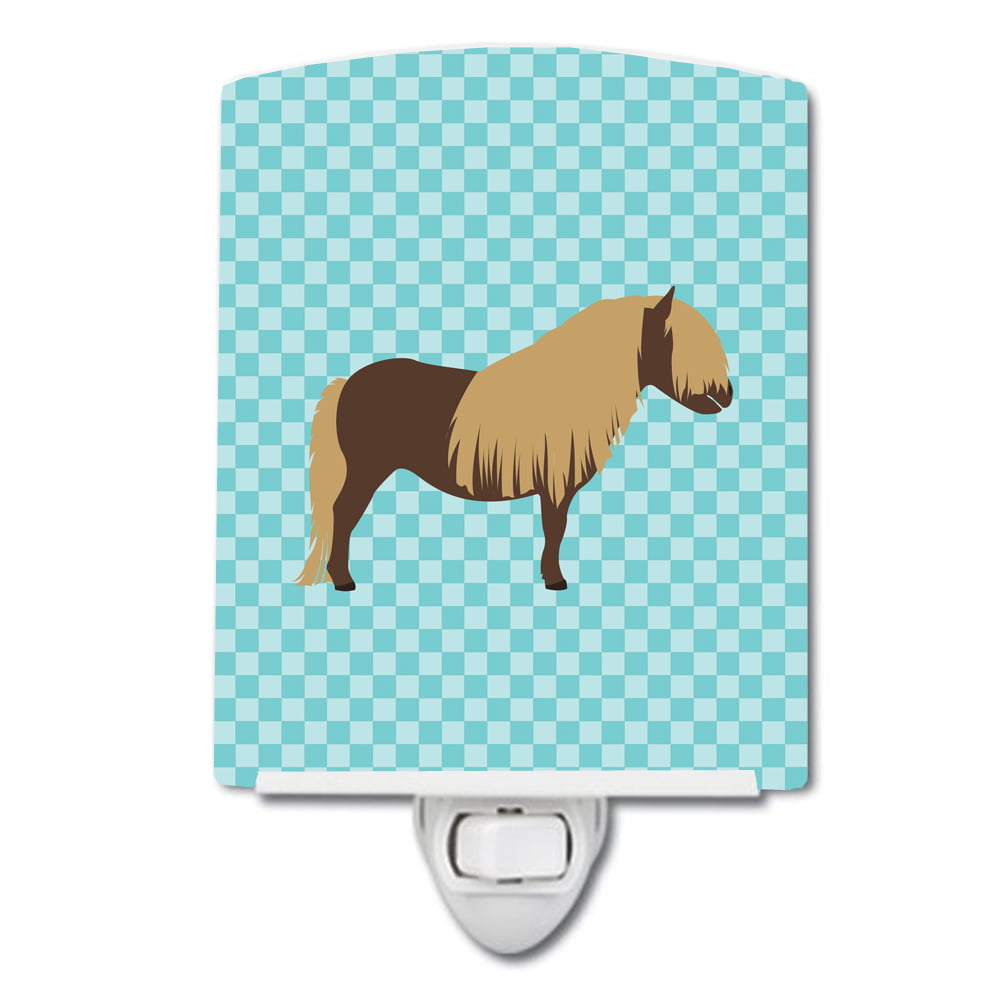 Shetland Pony Horse Blue Check Ceramic Night Light