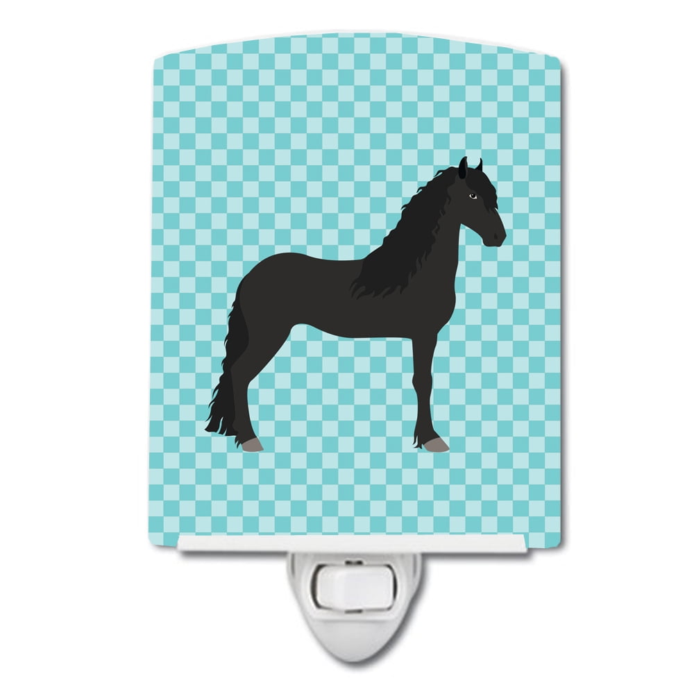 Friesian Horse Blue Check Ceramic Night Light