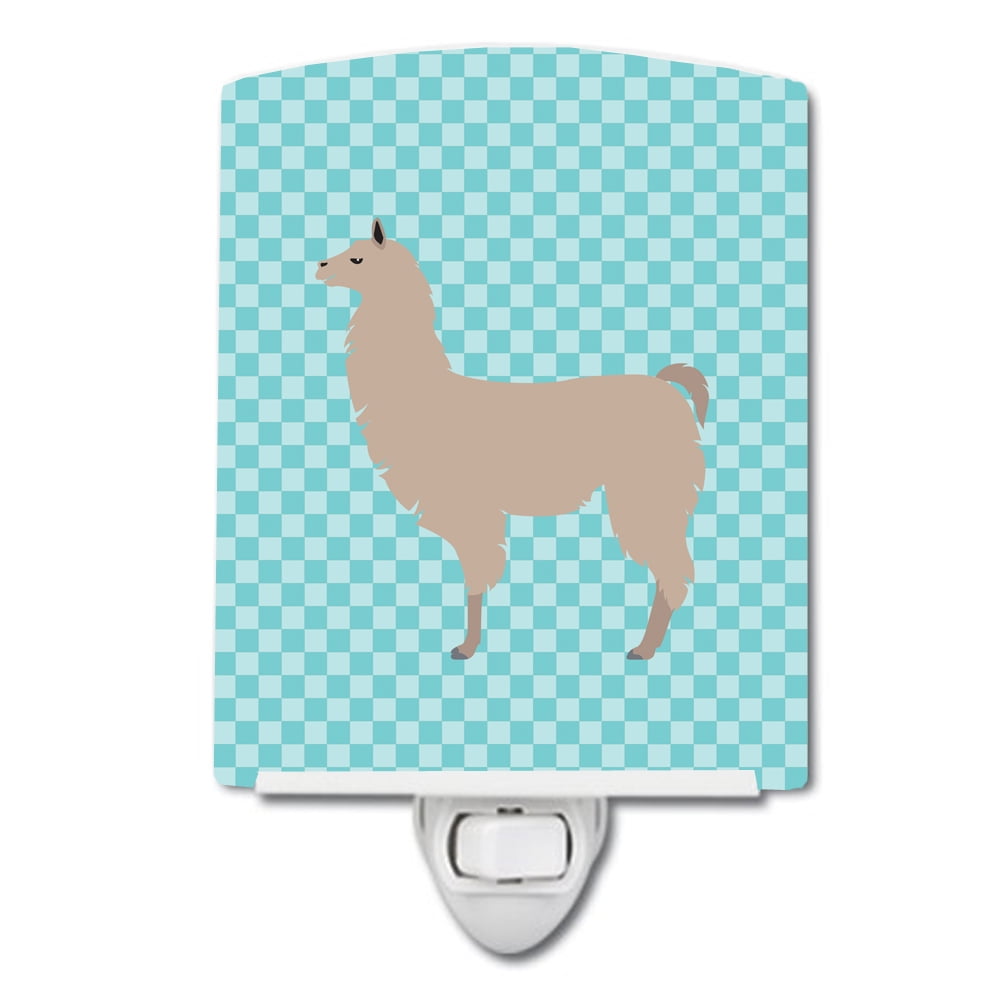 BB8090CNL Llama Blue Check Ceramic Night Light