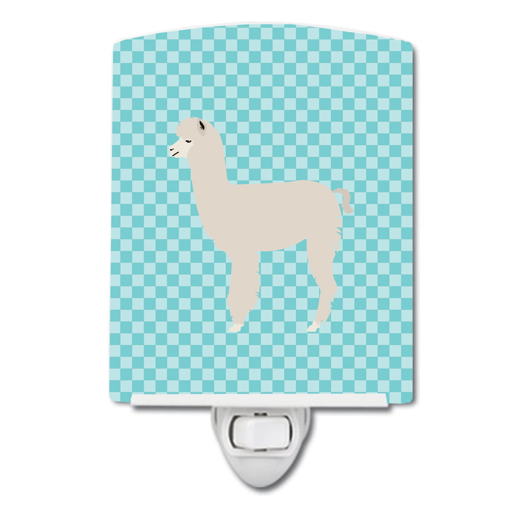 BB8093CNL Alpaca Blue Check Ceramic Night Light