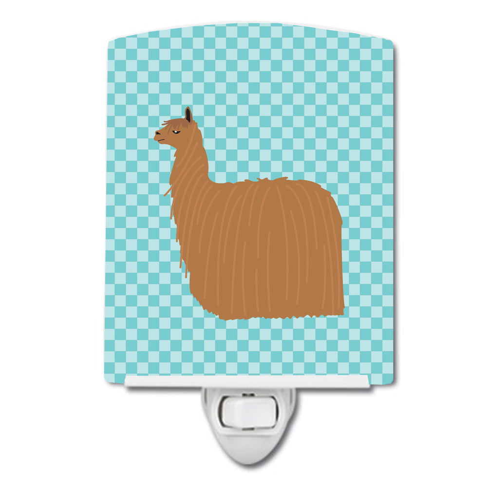 Alpaca Suri Blue Check Ceramic Night Light