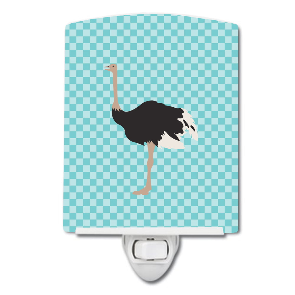BB8098CNL Common Ostrich Blue Check Ceramic Night Light