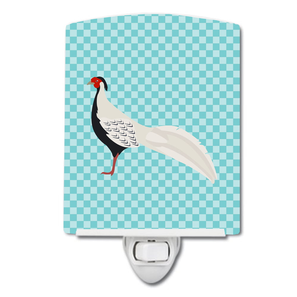 BB8103CNL Silver Pheasant Blue Check Ceramic Night Light